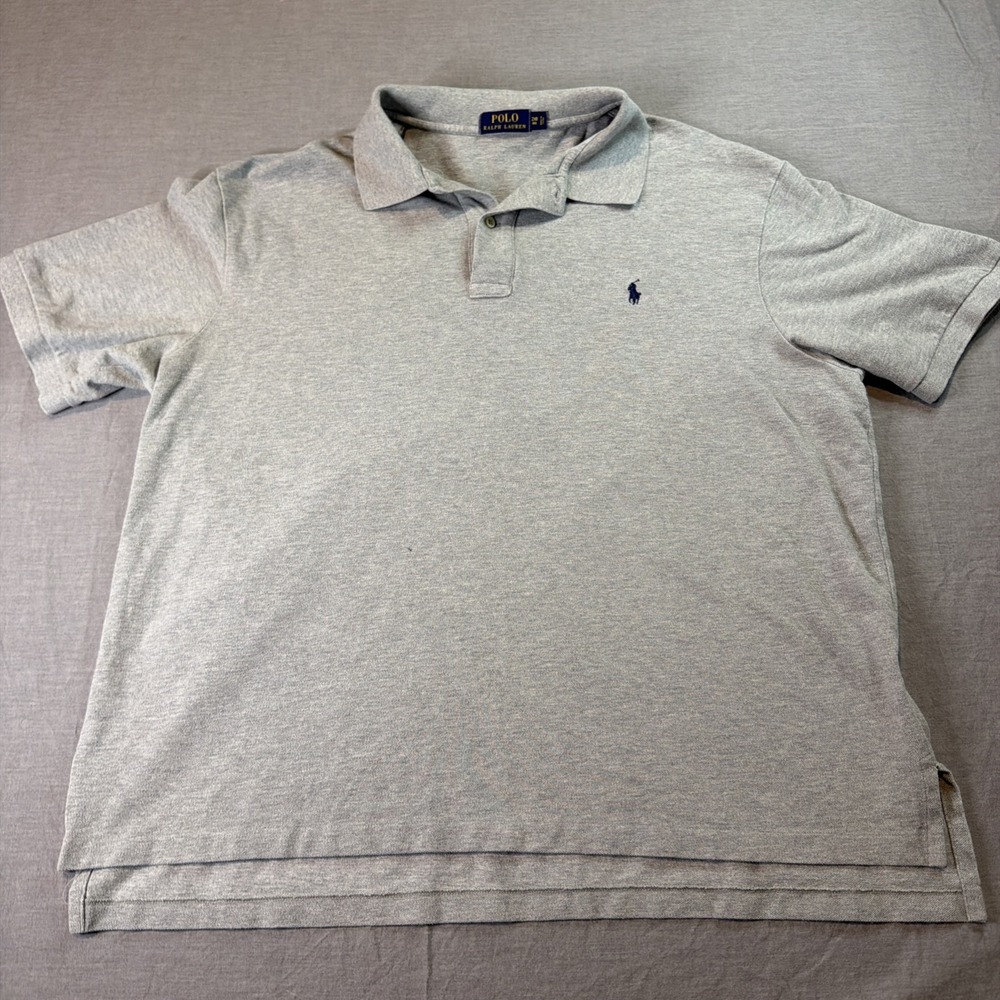 Ralph Lauren Shirt Men's 2XB XXB Gray Short Sleeve Classic Rugby Logo Soft Polo